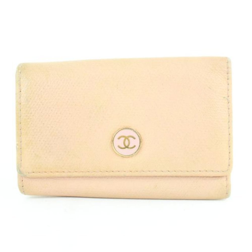 Chanel CC button Line Cavar 6 Key Holder Case